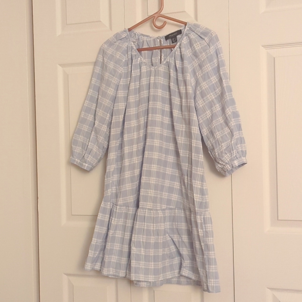 Blue and white check summer dress
